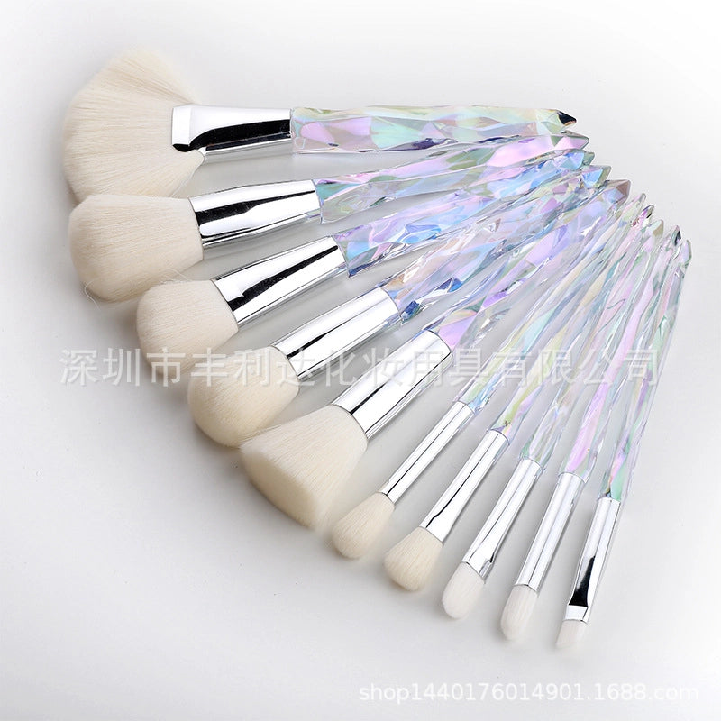 Minimalist Pink Purple Blue Arylic Artificial Fiber Acrylic Handle Makeup Brushes 1 Set
