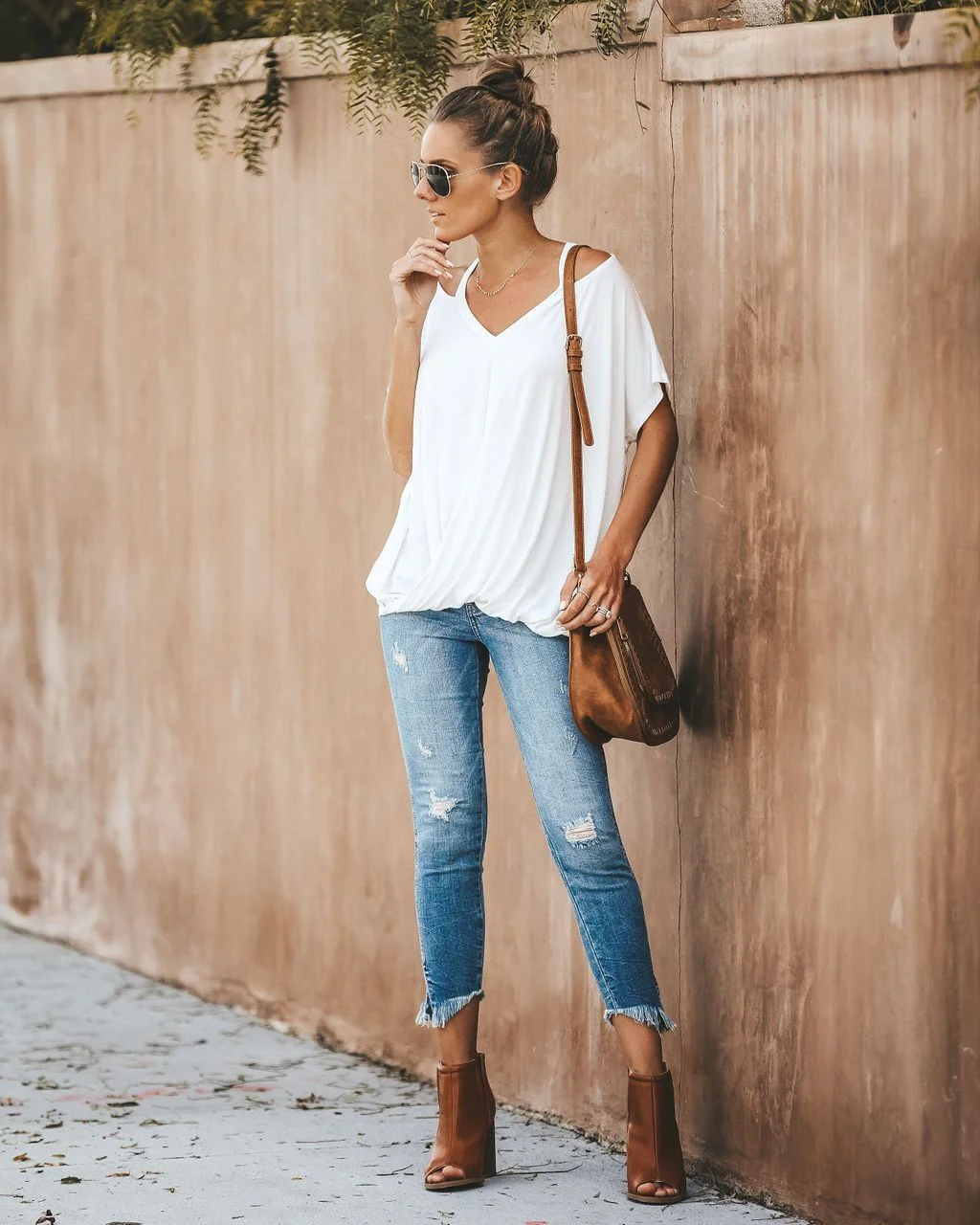 Halter Loose Solid Color T-shirt