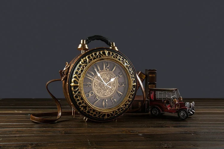 High Quality Pu Leather Handbags Fashion Real Clock Shoulder Bag Casual Crossbody Bags for Women Vintage Female Messenger Bags