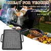 29CM Cast Iron Grill Net Double-Sided Square Baking Tray Hollow Out Grill Pan