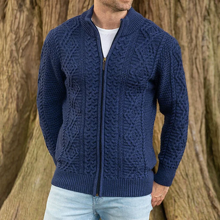 Men's Clan Fisherman Full Zip Aran Sweater Cardigan