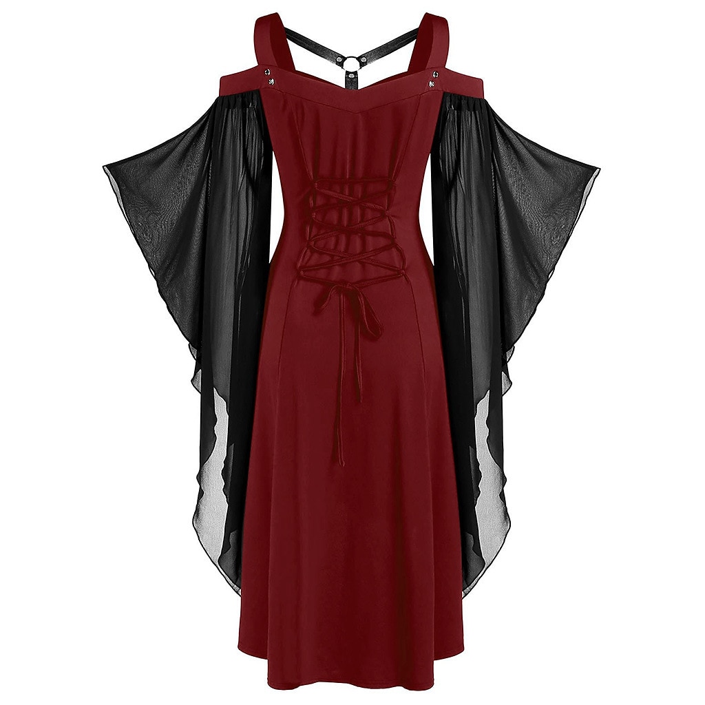 Punk & Gothic Victorian Medieval Rockabilly Cocktail Dress Dress Masquerade Goth Girl Plus Size Women's Adults' Cosplay Costume Halloween Halloween Prom Festival Dress Summer Spring Fall 2023 - US $29.99 –P4