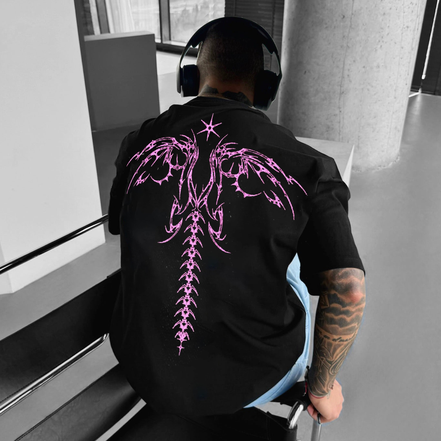 Men's Casual Wings Design T-shirt / TECHWEAR CLUB / Techwear