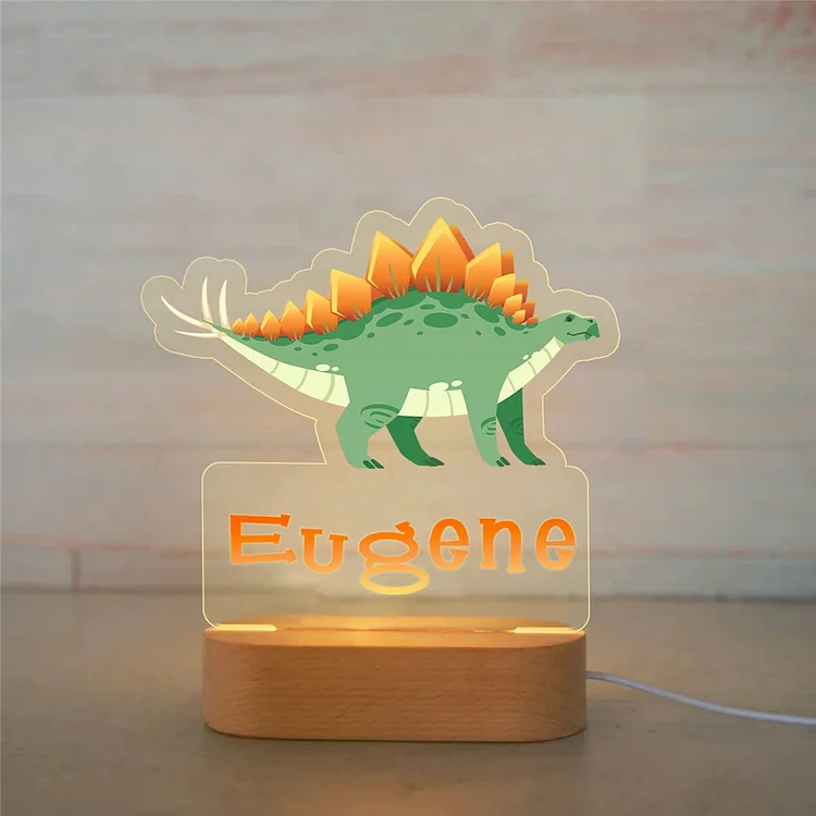 Lámpara Ilusión 3D Luz de Noche LED de Stegosaurus con Nombre Personalizado