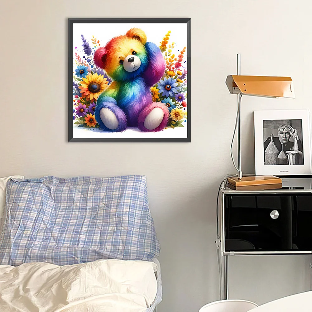 Diamond Painting - Full Round Drill - Rainbow Bear(Canvas|30*30cm)