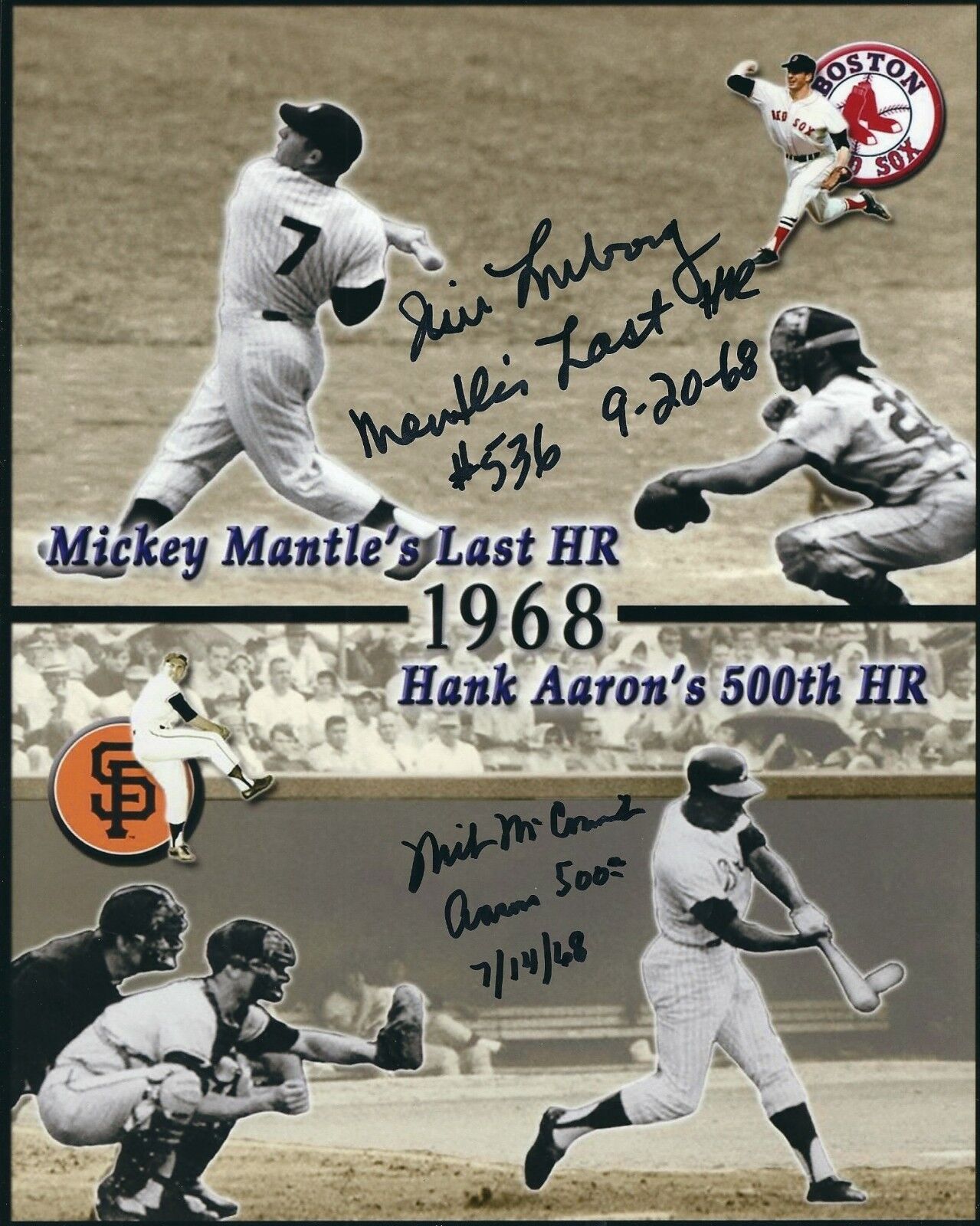 Autographed 8X10 MIKE MCCORMICK & JIM LONBORG Historic Home runs Photo Poster painting - w/COA