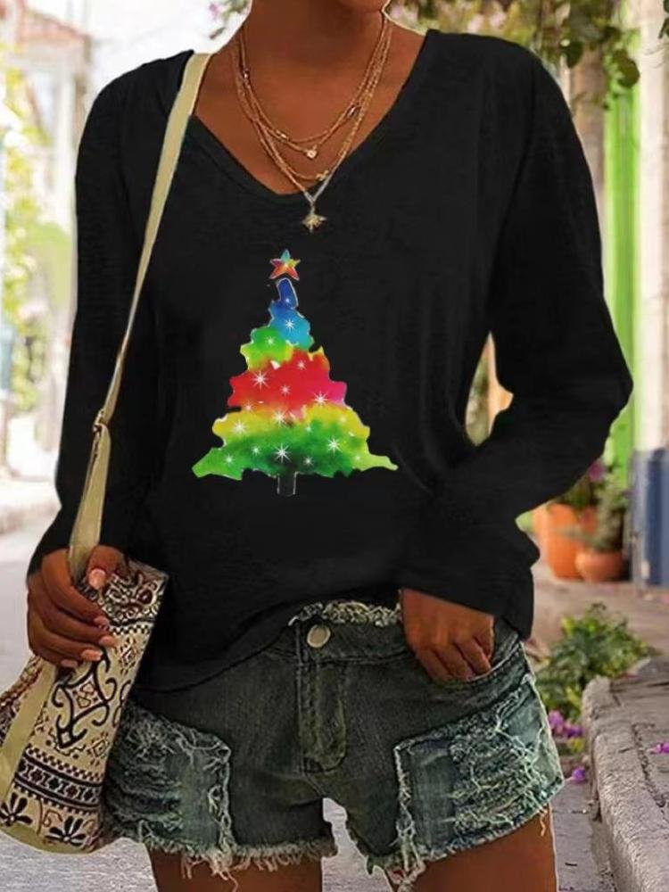 Women's Colours Christmas Tree Print Sweatshirt