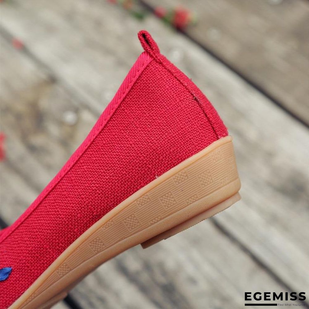 3D Flowers Women Linen Slip On Ballet Flats Breathable Fabric Shoes | EGEMISS