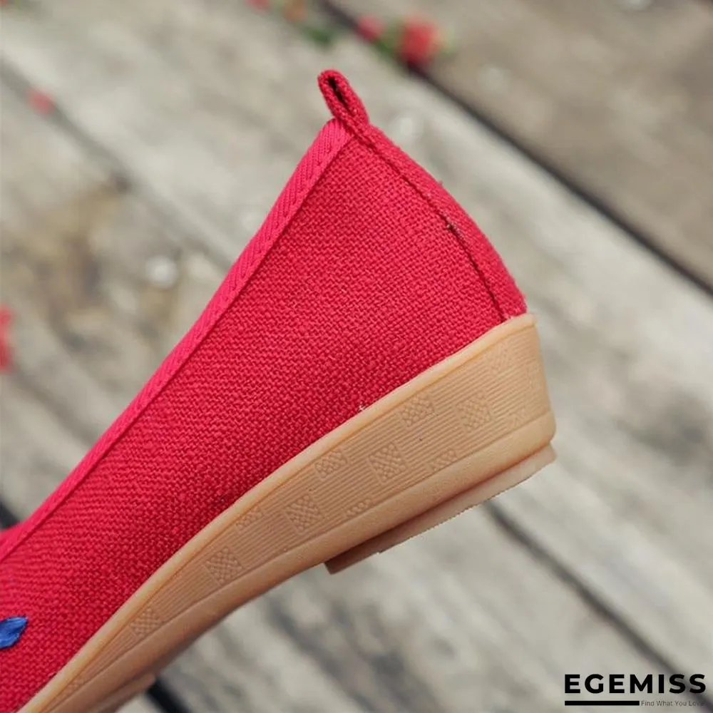 3D Flowers Women Linen Slip On Ballet Flats Breathable Fabric Shoes | EGEMISS