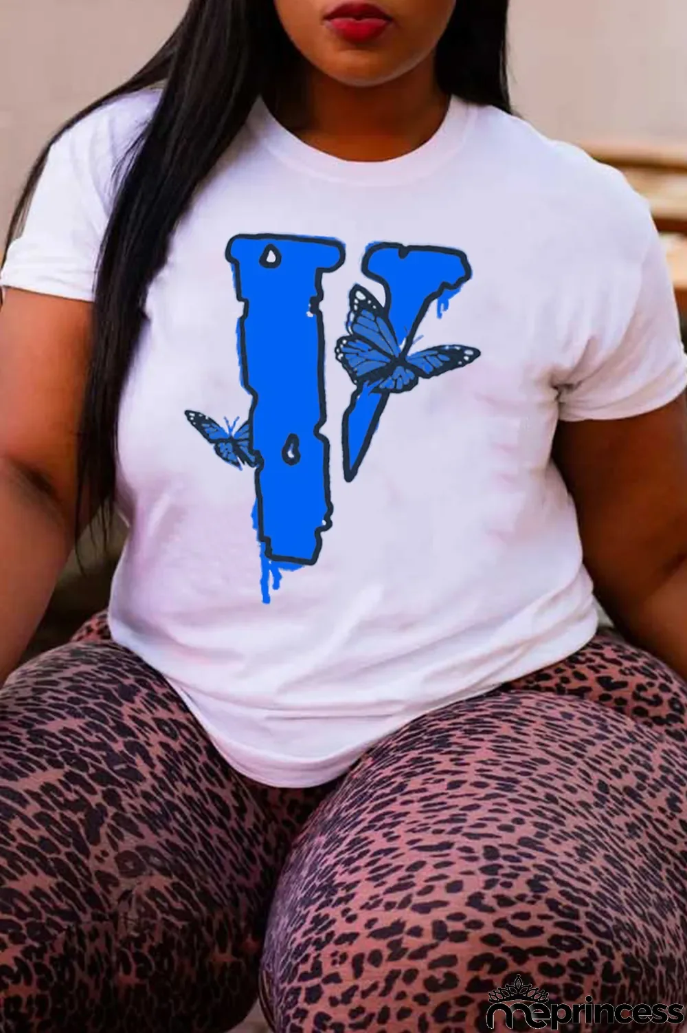 White Street Pierced Patchwork Letter O Neck T-Shirts