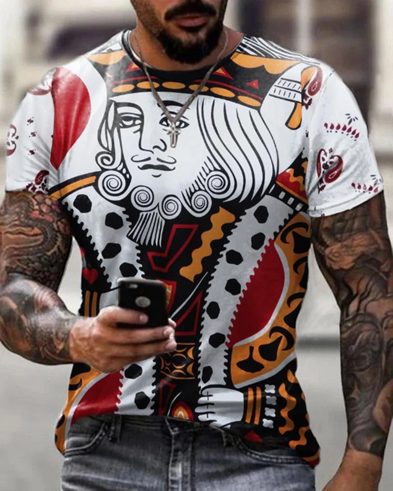 Men Card Casual T-shirt -02