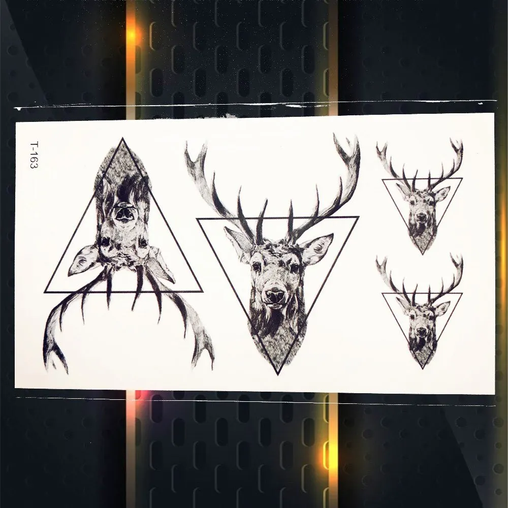 Cute Geometric Planet Temporary Tattoo For Children Girl Moon Forest Waterproof Fake Black Tattoo Stickers Kids Women Ear Tatoos