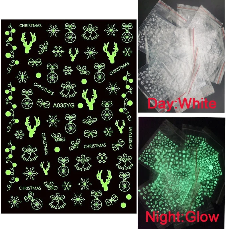 Colorful Night Lights 3D Snowflake Design Transfer Nails Art Sticker Lady Women Manicure Tools Nail Decoration Decals Adhesive