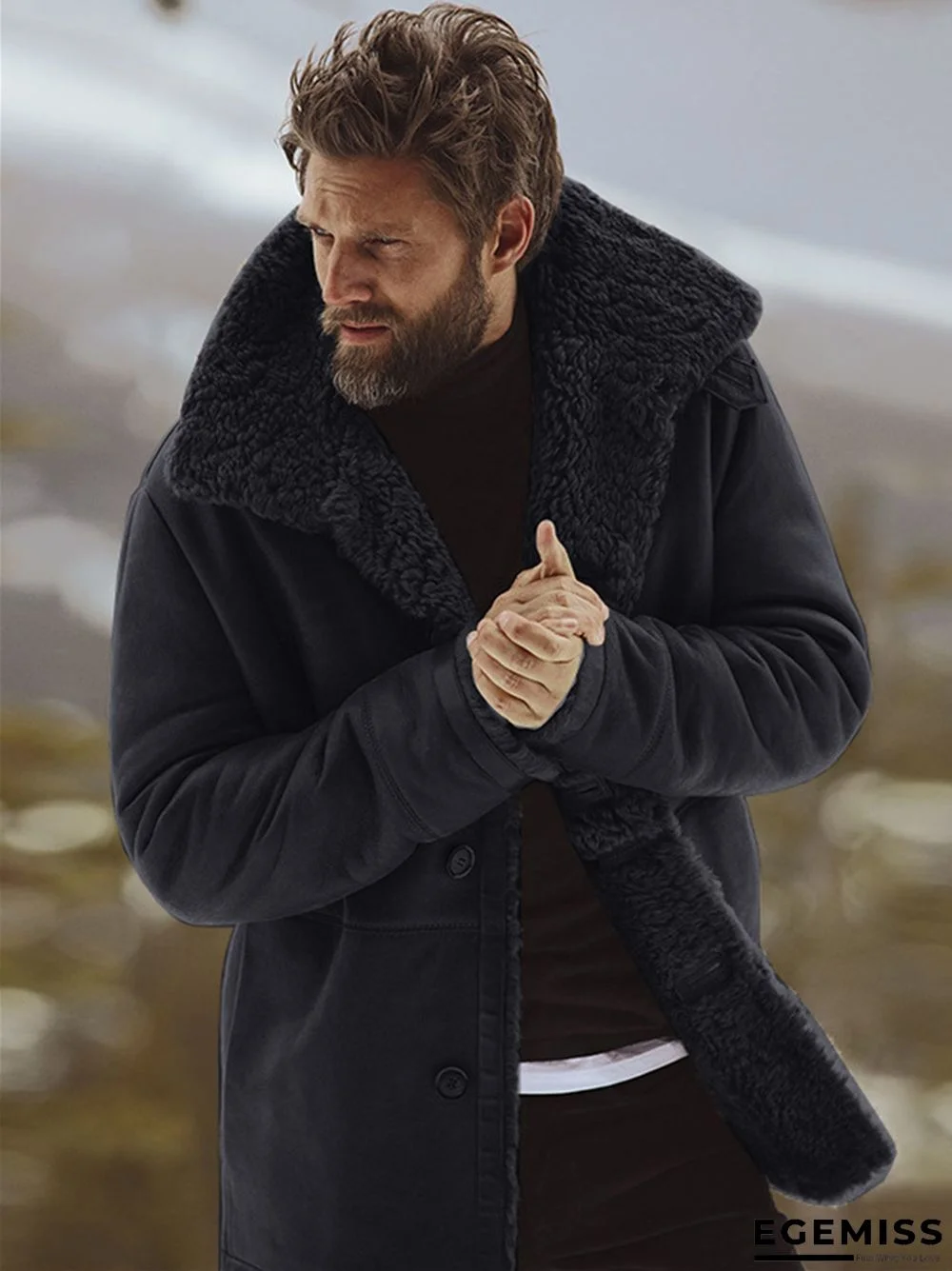 Fashionable Men's Solid Color Jacket | EGEMISS
