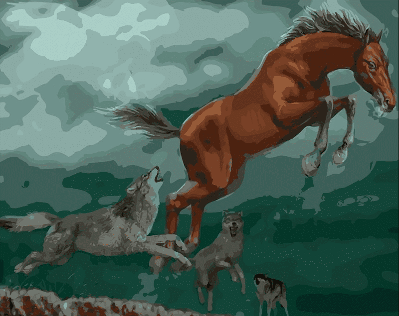 

Horse and Wolves – Paint By Numbers - 40*50CM, 501 Original
