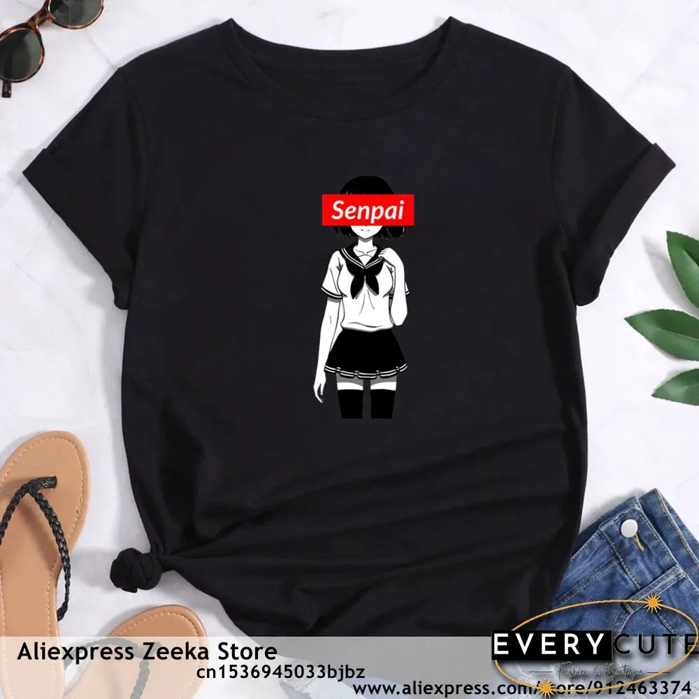 Womens Traveling Fun Print Tee-Shirt for Girls Y2K Harajuku Basics Collar White Shirt