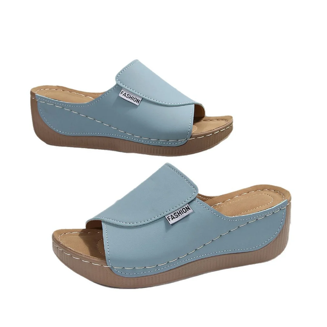 Breakj Breakj Thick-Bottomed Casual Slippers Women 2025 New One-Word Fashion Simple Time Fish Mouth Slippers