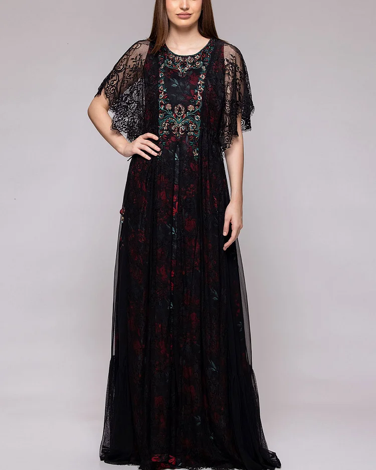Vintage Elegant Lace Embroidery Dress