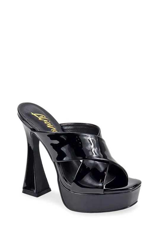Thick Platform Cross Strap Heel