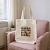 Book Shelf A Cross Stitch Canvas Bag Making Kits with Hoop Frame Printed Embroidered Canvas Bags for Adults Handicraft Sewing Materials DIY Tote Handbag Needlepoint Kits 12.5x14.4in tapestrymarket