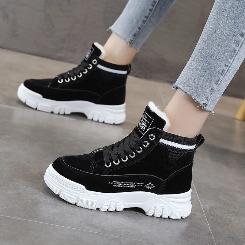 Ladies Casual Shoes Lace-up Fashion Sneakers Platform Snow Boots Winter Women Boots Warm Plush Women's Shoes  Zapatos De Mujer