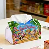 DIY Diamond Art Tissue Box Holder Cat PULeather Diamond Art Desktop Organizer Resin Rhinestone Storage Organizers Gem Art Home Office Decor Craft Gift for Women