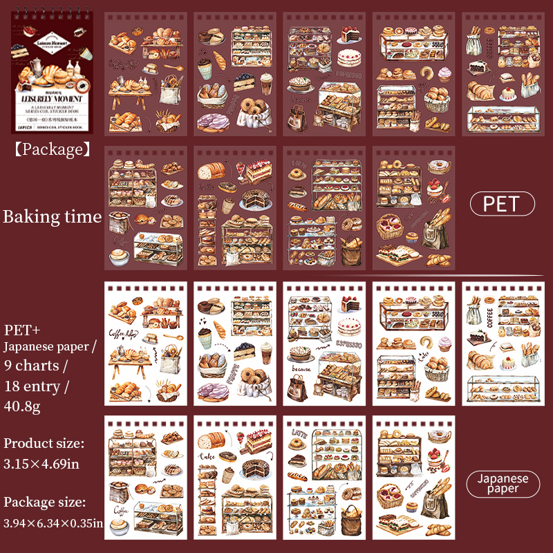 Sticker Book - Leisurely Moment Series Vintage Bread Food Fruit Landscape 