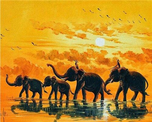 

Clique of Indian Elephant – Paint By Numbers - 40*50CM, 501 Original