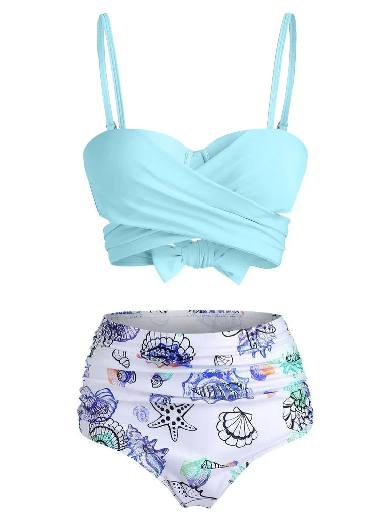 Sky Blue Straps Criss Cross Bikini Set