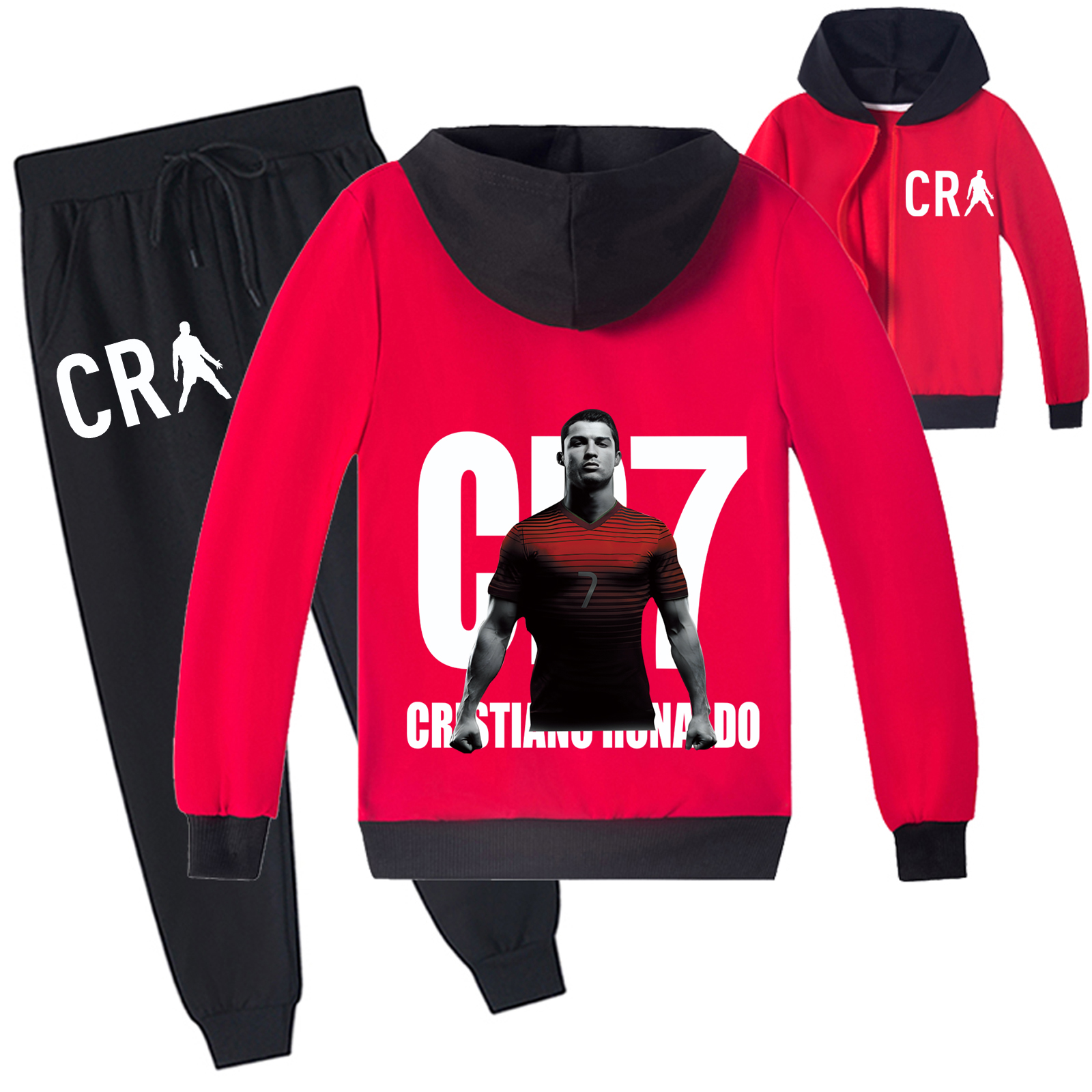Mayoulove Cristiano Ronaldo Zip Set for Kids - Stylish Sportswear for Boys  Girls, Perfect for Fans-Mayoulove