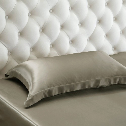 19 Momme Oxford Envelope Silk Pillowcase Taupe-Gray