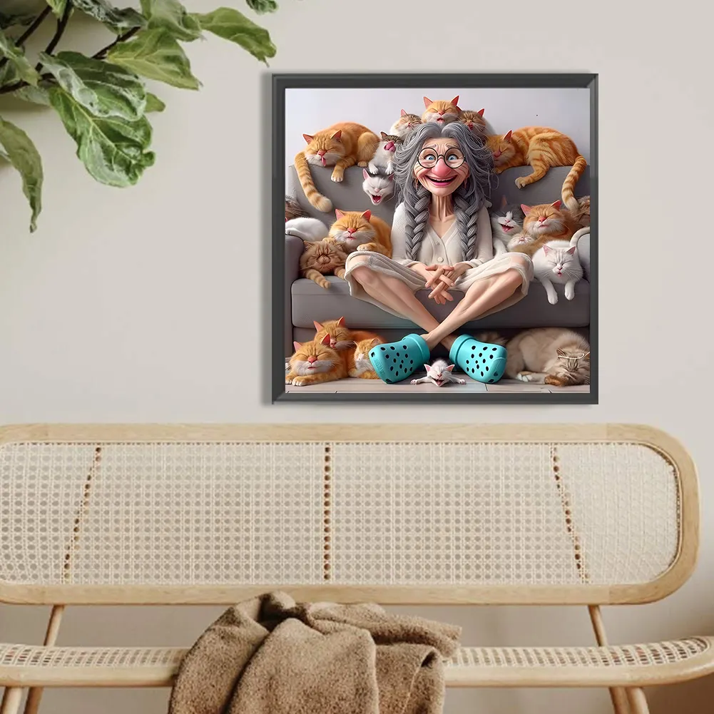Diamond Painting - Full Round Drill - Cute Granny(Canvas|40*40cm)