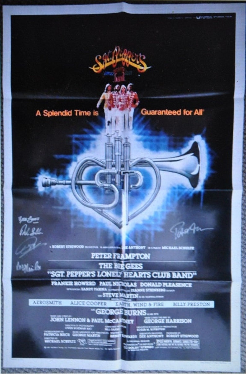 The BEE GEES & Peter Frampton Signed Poster X4 Sgt. Pepper 27x41 wCOA