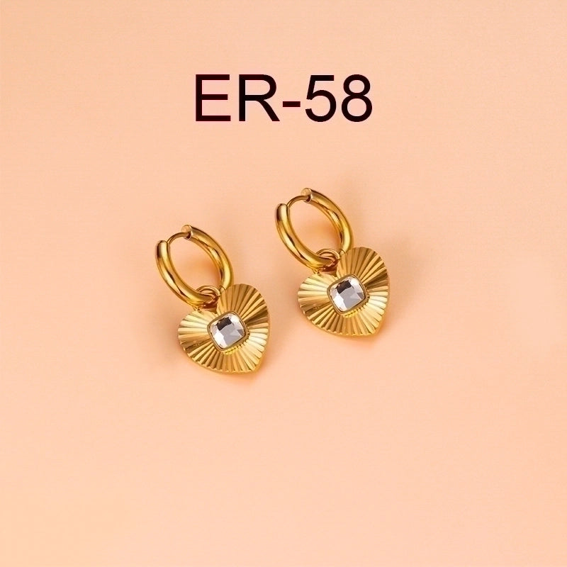1 Pair Fashion Sector Heart Shape Tassel Gold Plated Inlay 304 Stainless Steel Zircon Stainless Steel Earrings