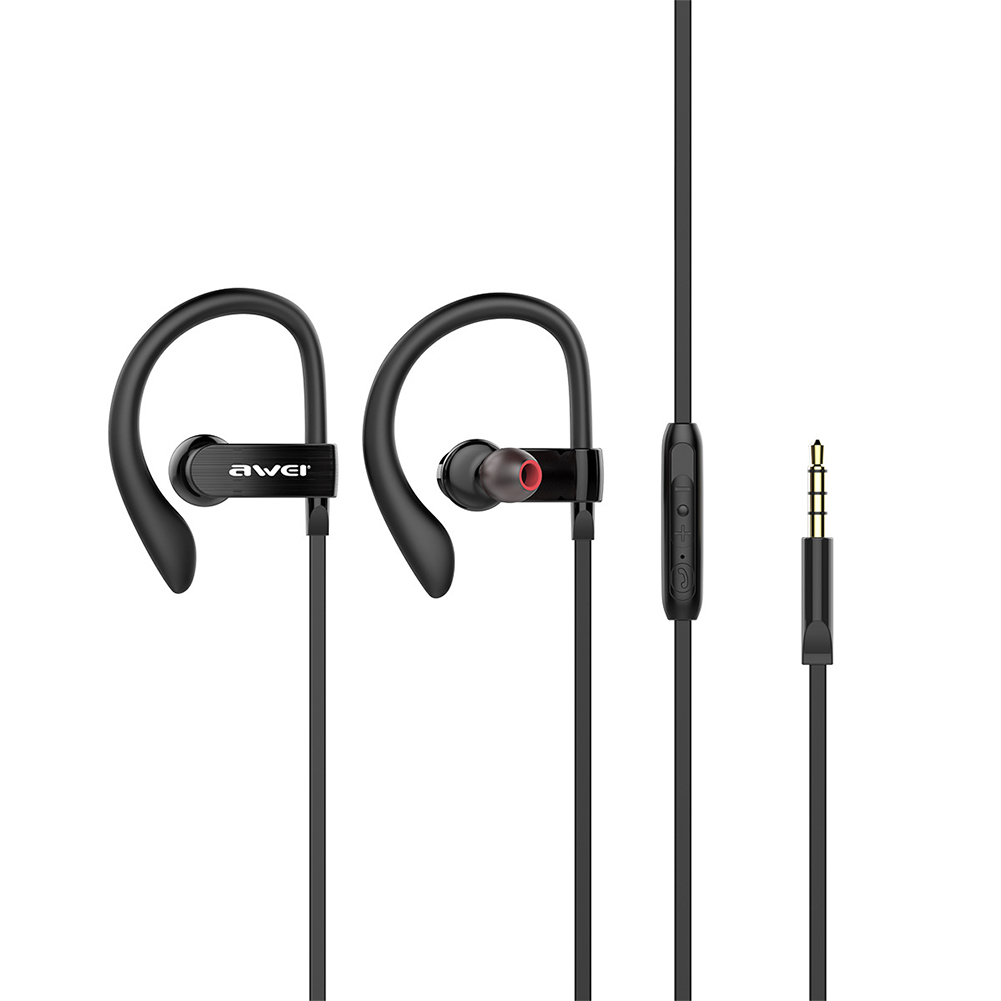 

AWEI ES-160i Wired In Ear Earbuds 3.5mm Plug Stereo Headphones w/ Ear Hooks, 501 Original