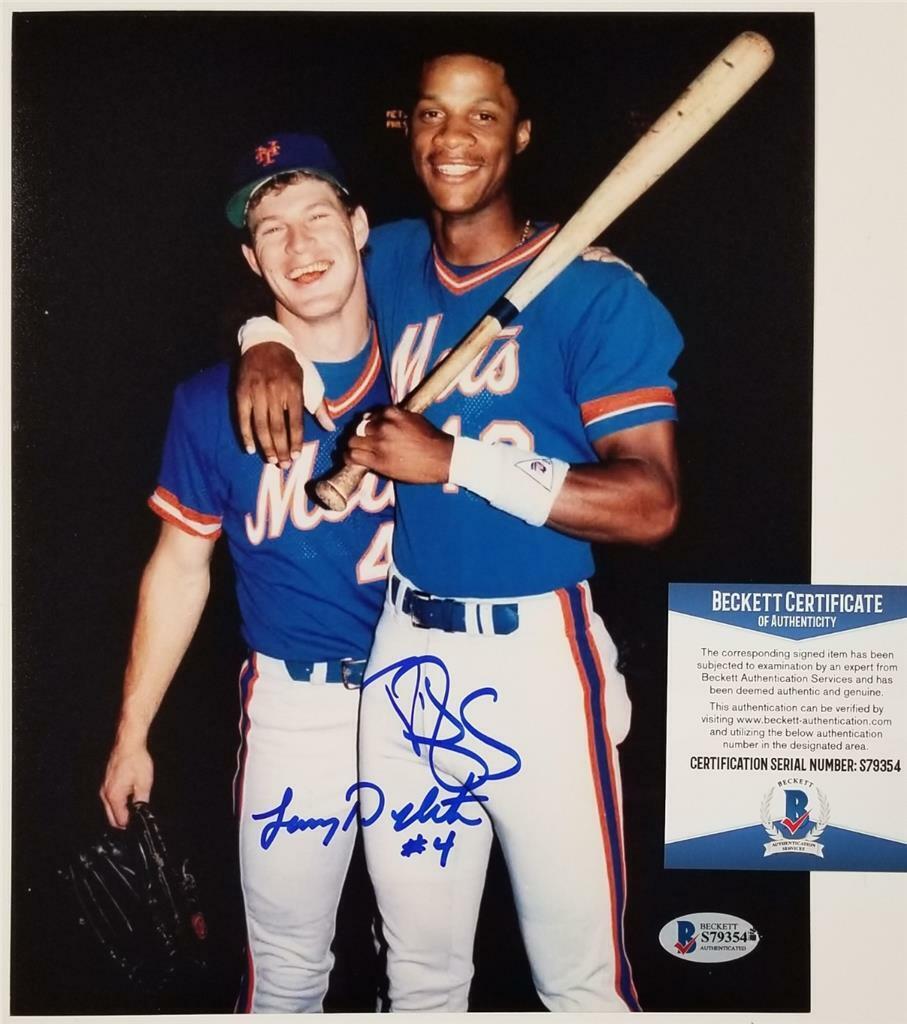 Darryl Strawberry & Lenny Dykstra signed 8x10 Photo Poster painting Mets ~ Beckett BAS COA