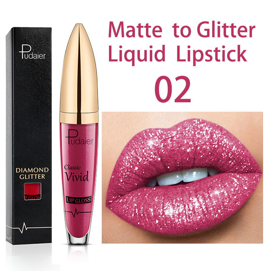 Xpoko Pudaier Glitter Velvet Matte Lip Gloss Waterproof Long Lasting Red Black Liquid Lipsticks Makeup Sexy Shiny Lip Tint Cosmetic