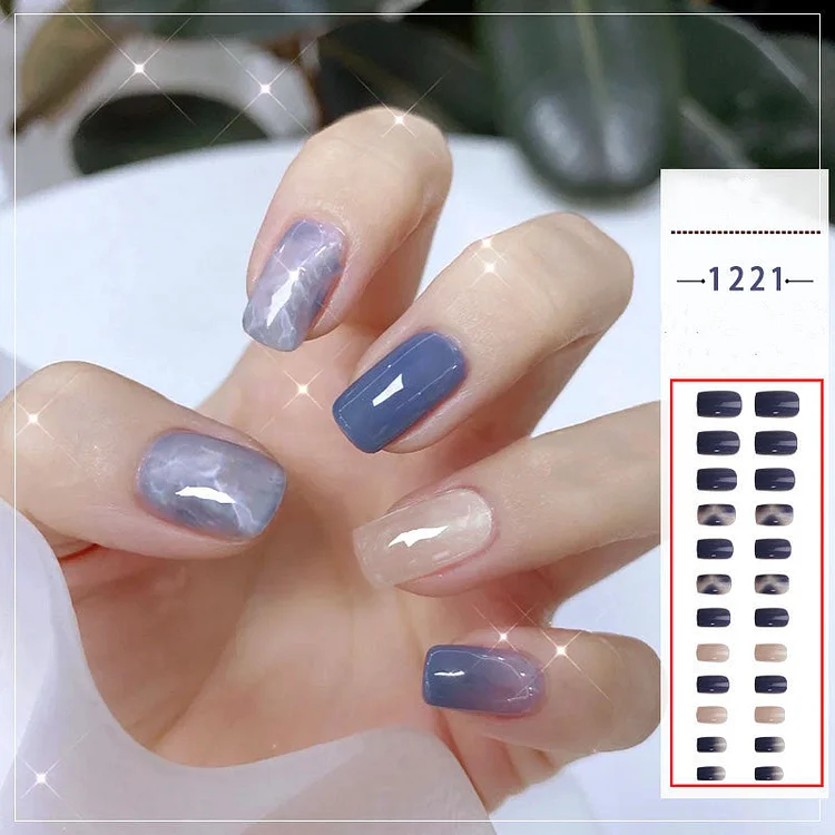 Blue Wearable Nails Finished Manicure