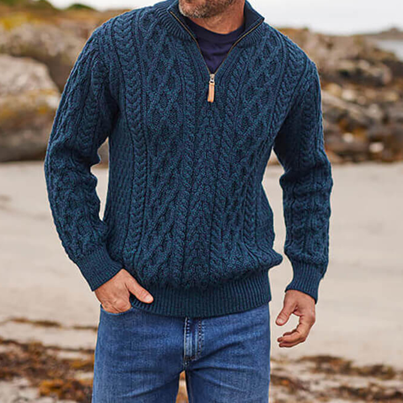 Men's Vintage The Scottish Half-Zip Aran Sweater wearshes