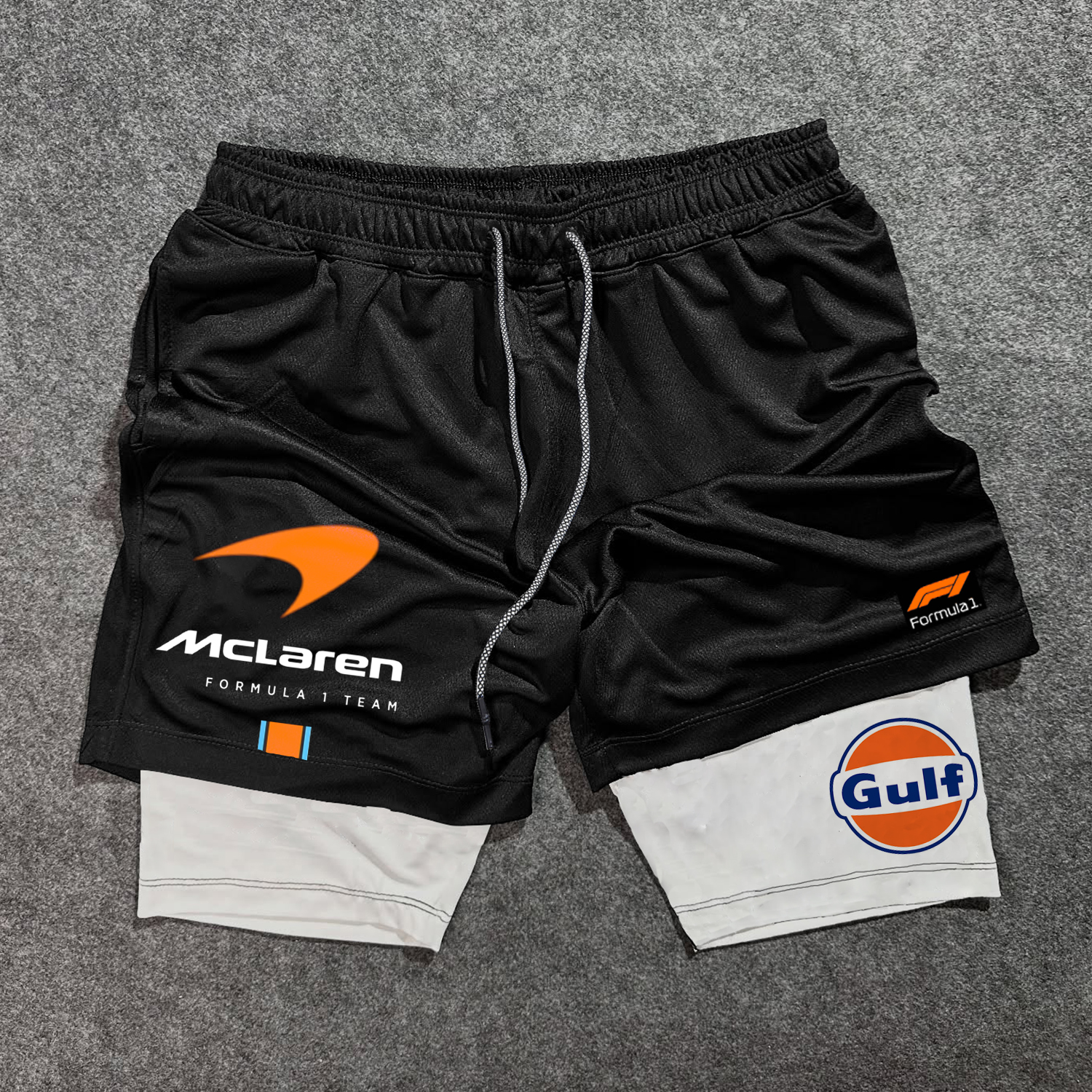 Racing Print Double Layer Shorts / TECHWEAR CLUB / Techwear