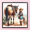 Girl With Horse-11CT Stamped Cross Stitch 40*40cm/15.75*15.75in tapestrymarket