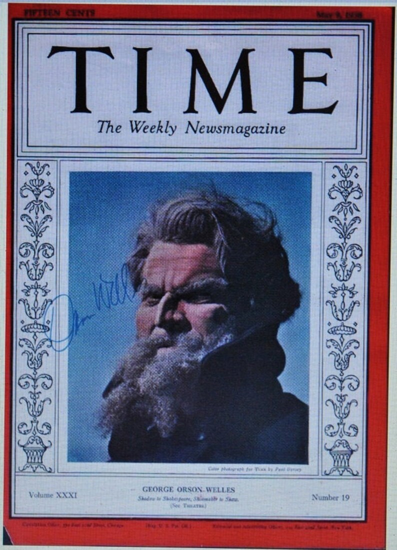 ORSON WELLES Signed Time Magazine May 9, 1938 wCOA