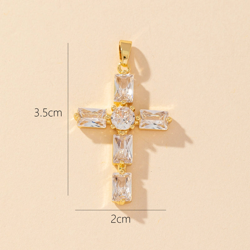 1 Piece Copper Zircon Printing Pendant