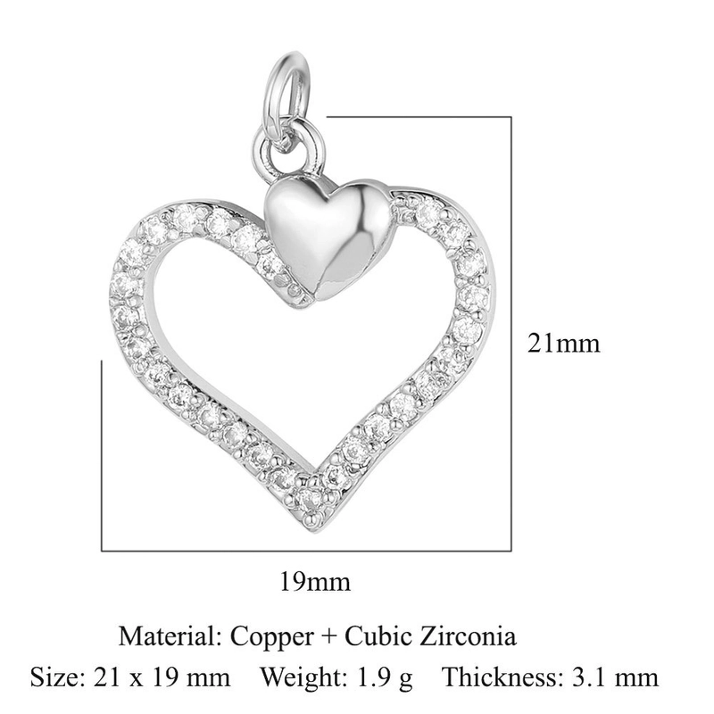 1 Piece Copper Zircon 18K Gold Plated Heart Shape Crown