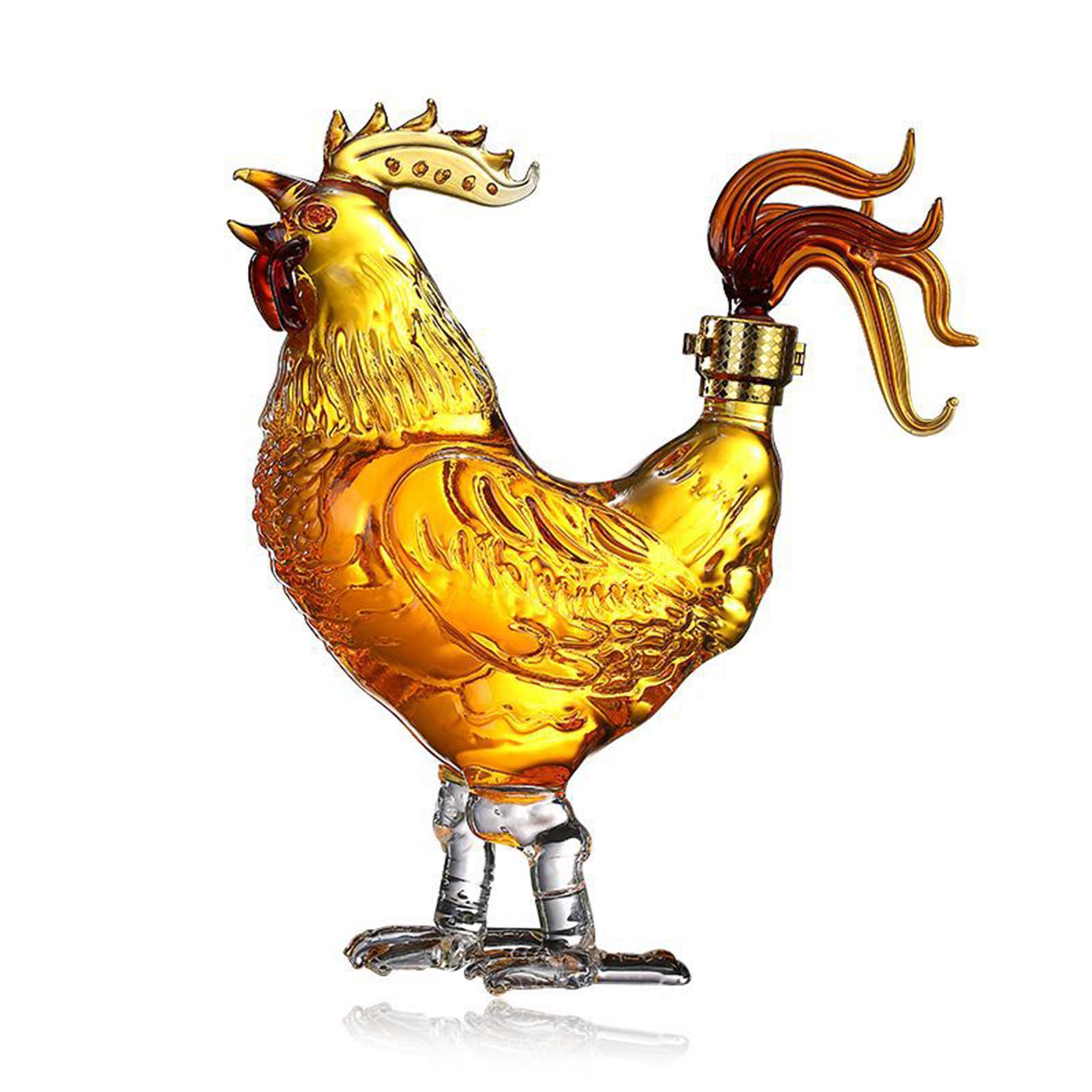 Tegooe Crystal Rooster Shape Liquor Decanter 1000ml 338 oz for Whiskey