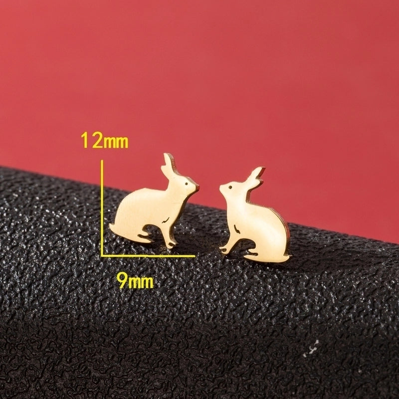 1 Pair Cute Minimalist Dog Cat Flower Polishing Hollow Out 304 Stainless Steel 18K Gold Plated Ear Studs