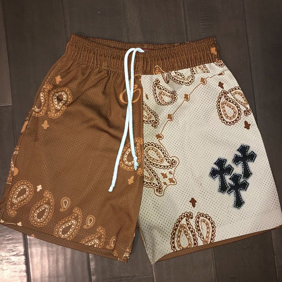 Retro cross-print street track shorts