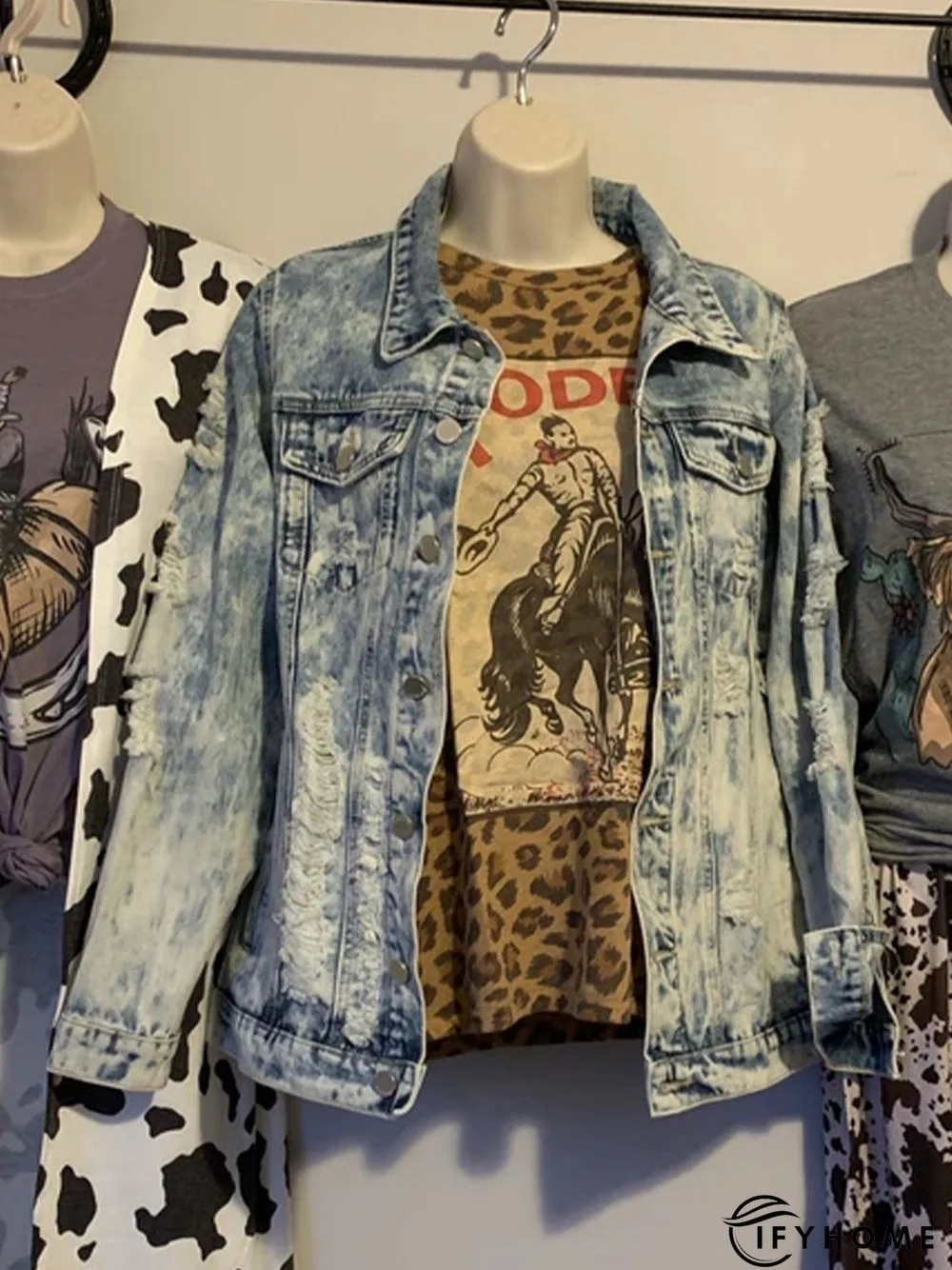 Jersey Crew Neck Short Sleeve Leopard T-shirt | IFYHOME