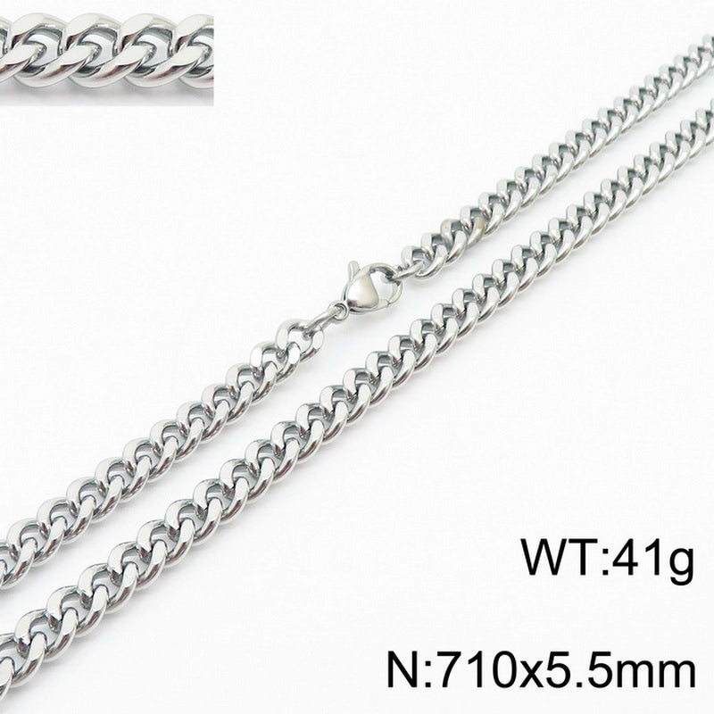Fashion Simple Bracelet Stainless Steel Six-Sided Grinding Chain Choker Necklace