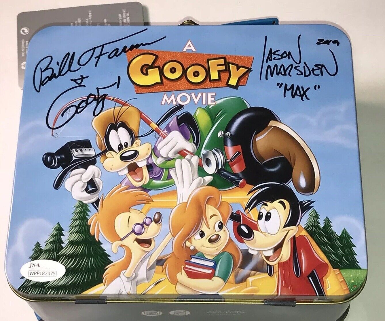 A GOOFY MOVIE Cast X2 BILL FARMER Signed LUNCH BOX Autograph JSA COA WPP